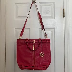EUC Michael Kors Raspberry Pink Tote With Adjustable Shoulder Strap